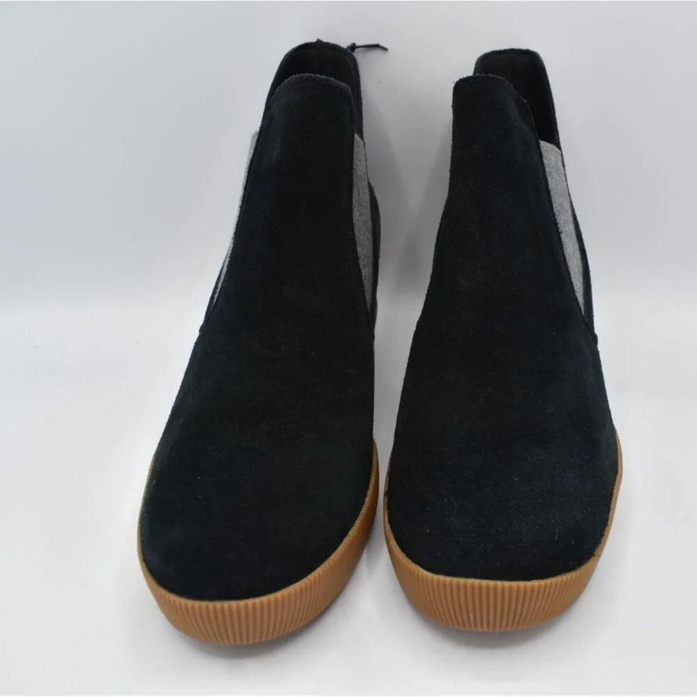 Sorel Womens Size 9 Out N About Black Gum Waterproof Slip On Wedge Booties Boots